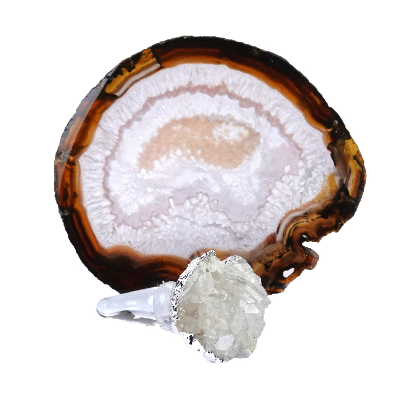 Trink-Set Weißer Quarz mit Achat-Untersetzer (Lapis Vitalis)