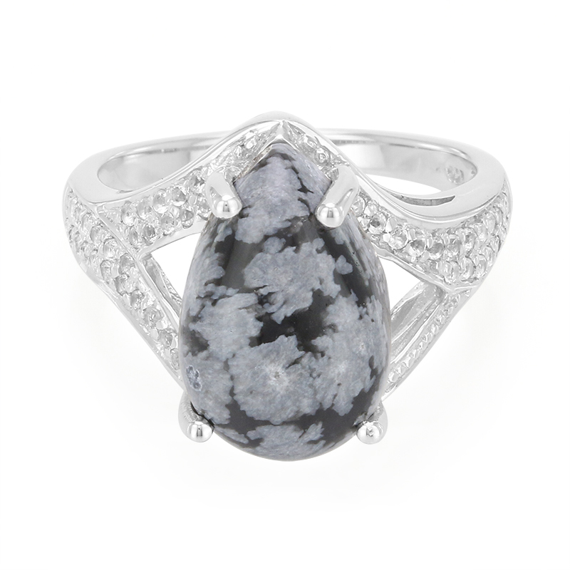 Schneeflocken-Obsidian-Silberring