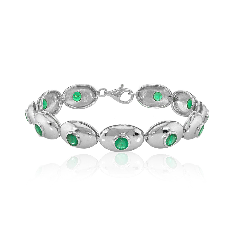 Sambia-Smaragd-Silberarmband