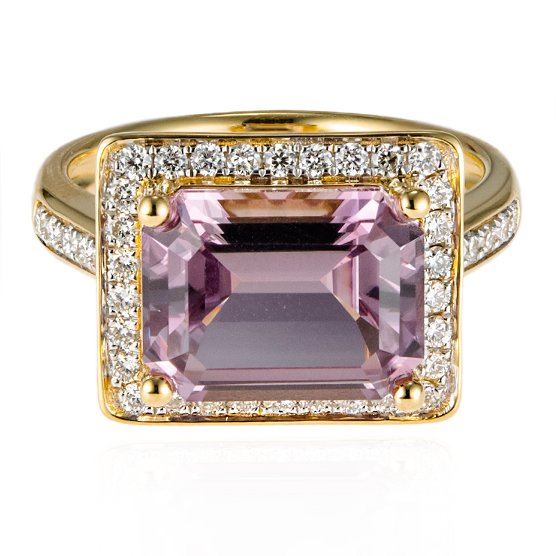 Pinkfarbener Diaspor-Goldring (AMAYANI)