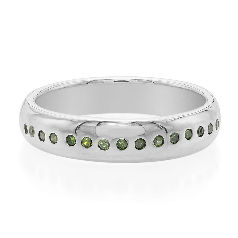 Smaragdgrüner Diamant-Silberring