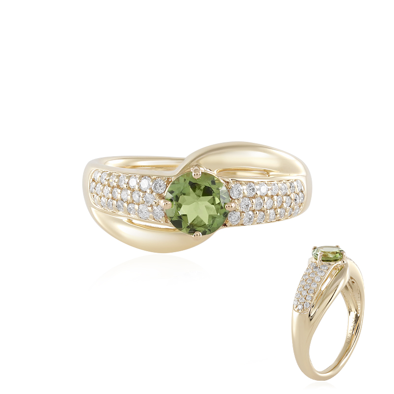 Brasilianischer Grüner Turmalin-Goldring (AMAYANI)