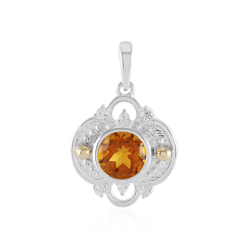Madeira-Citrin-Silberanhänger mit Gold (Granulieren)