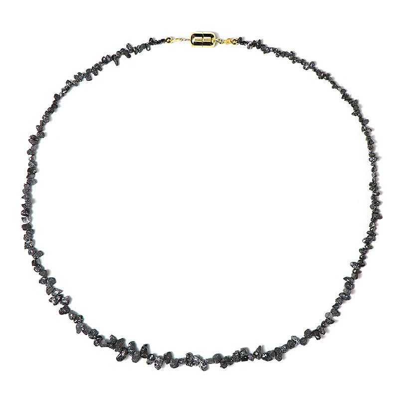Schwarzer Diamant-Silberhalskette