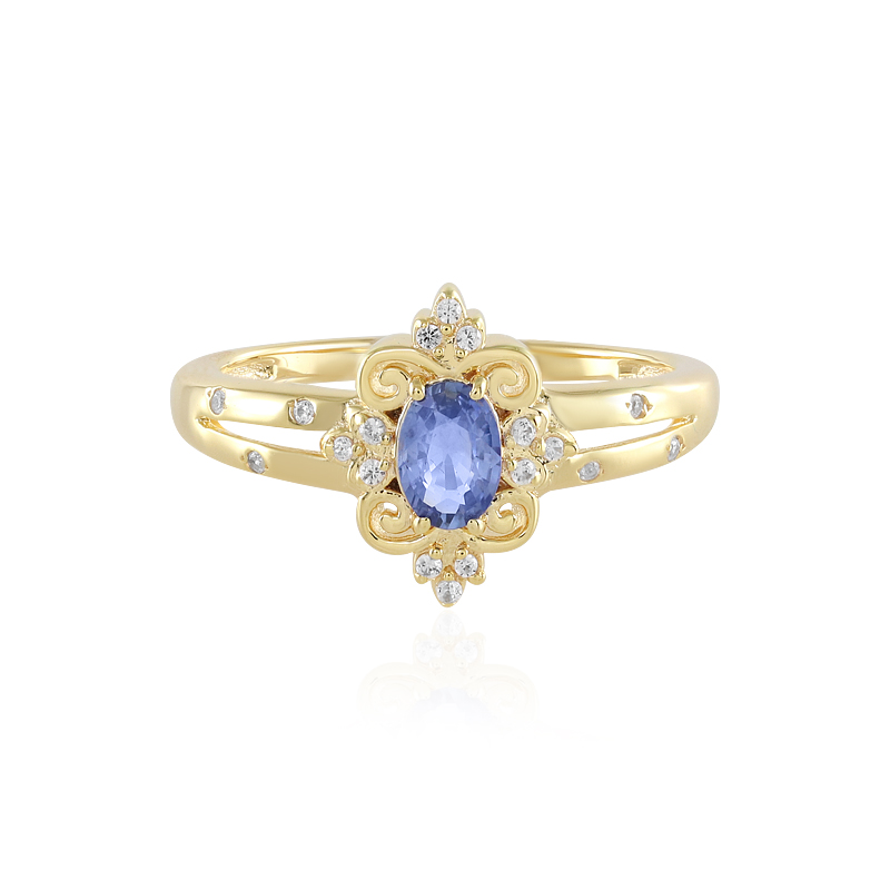 Nicht erhitzter Blauer Ceylon-Saphir-Silberring