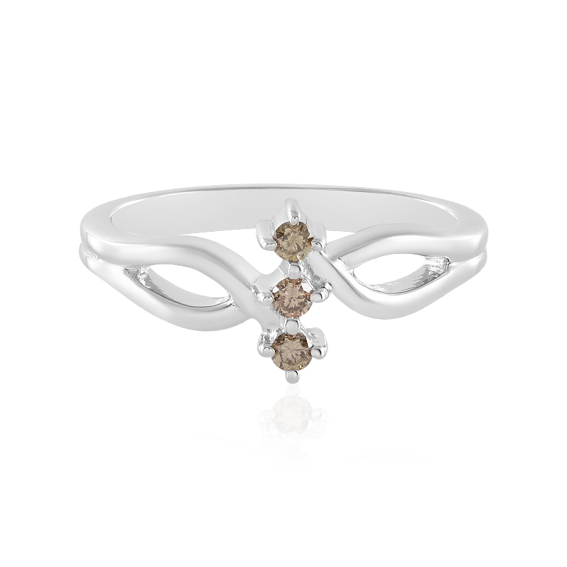 I3 Champagner-Brillant-Silberring