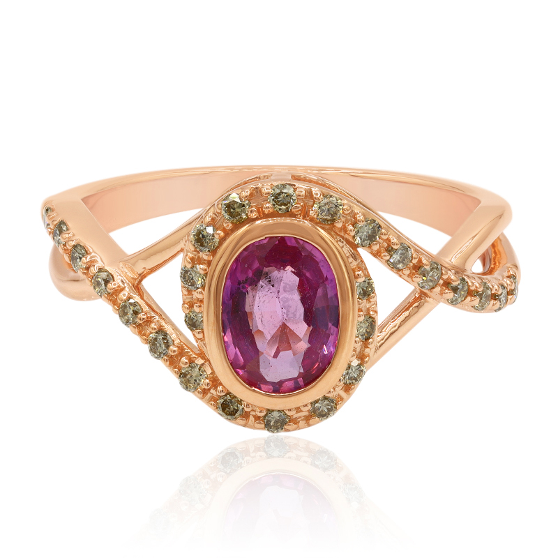 Pinkfarbener Saphir-Goldring (Annette)