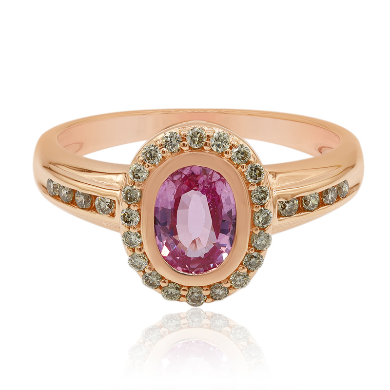 Pinkfarbener Saphir-Goldring (Annette)