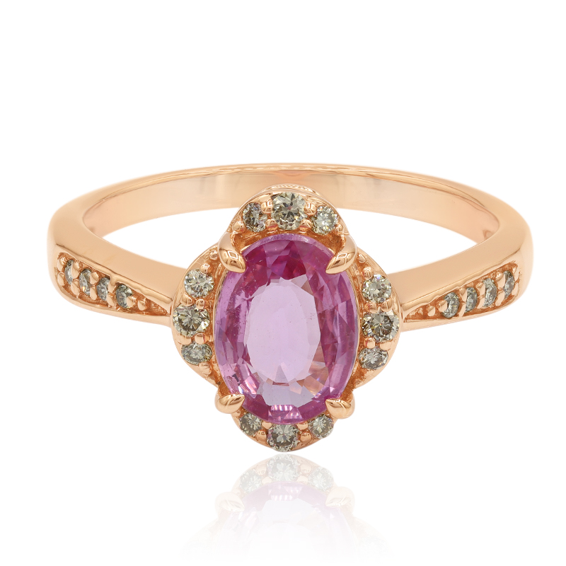 Pinkfarbener Saphir-Goldring (Annette)