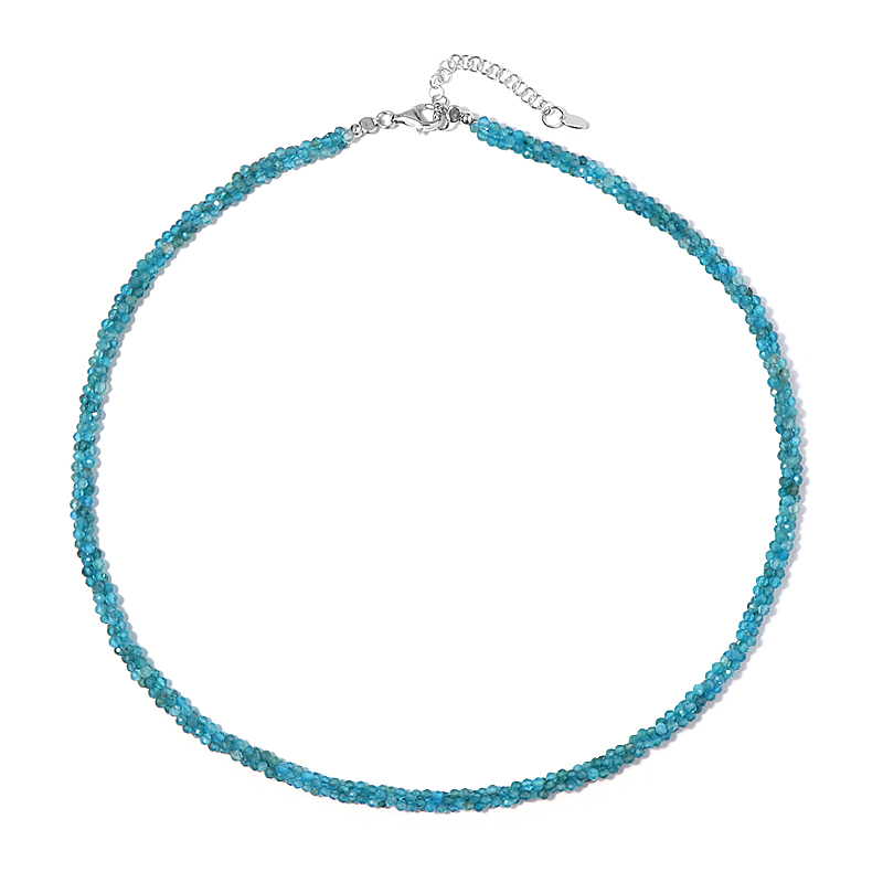 Neonblauer Apatit-Silberhalskette