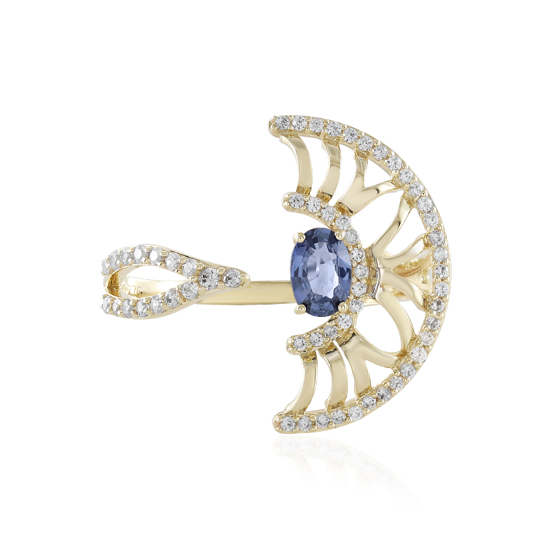 Nicht erhitzter Blauer Ceylon-Saphir-Goldring