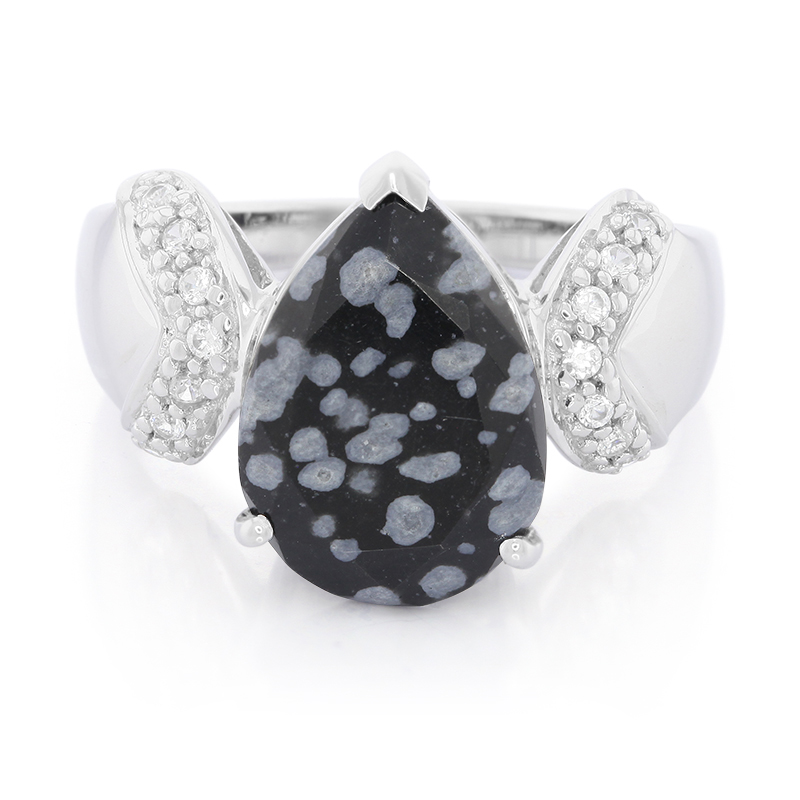 Schneeflocken-Obsidian-Silberring