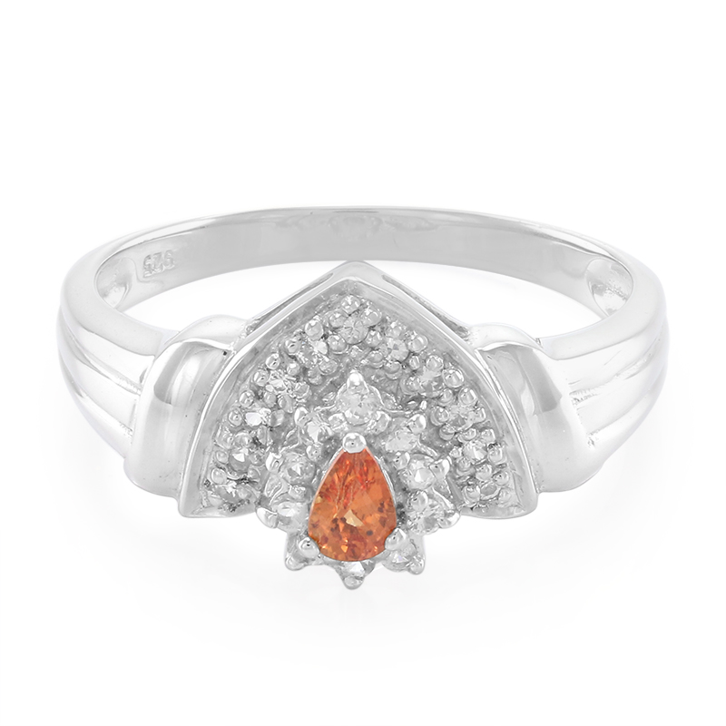 Oranger Saphir-Silberring