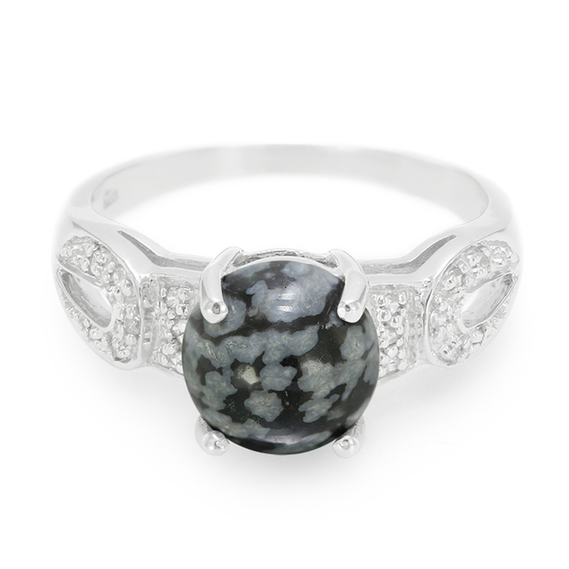 Schneeflocken-Obsidian-Silberring