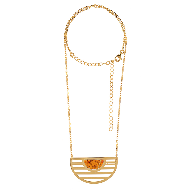 Baltischer Cognac-Bernstein-Silbercollier (dagen)