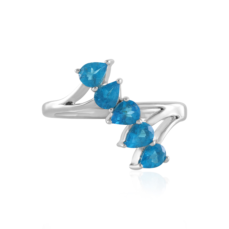 Neonblauer Apatit-Silberring