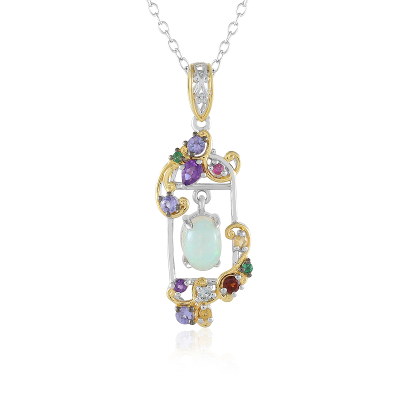 Welo-Opal-Silberhalskette (Gems en Vogue)