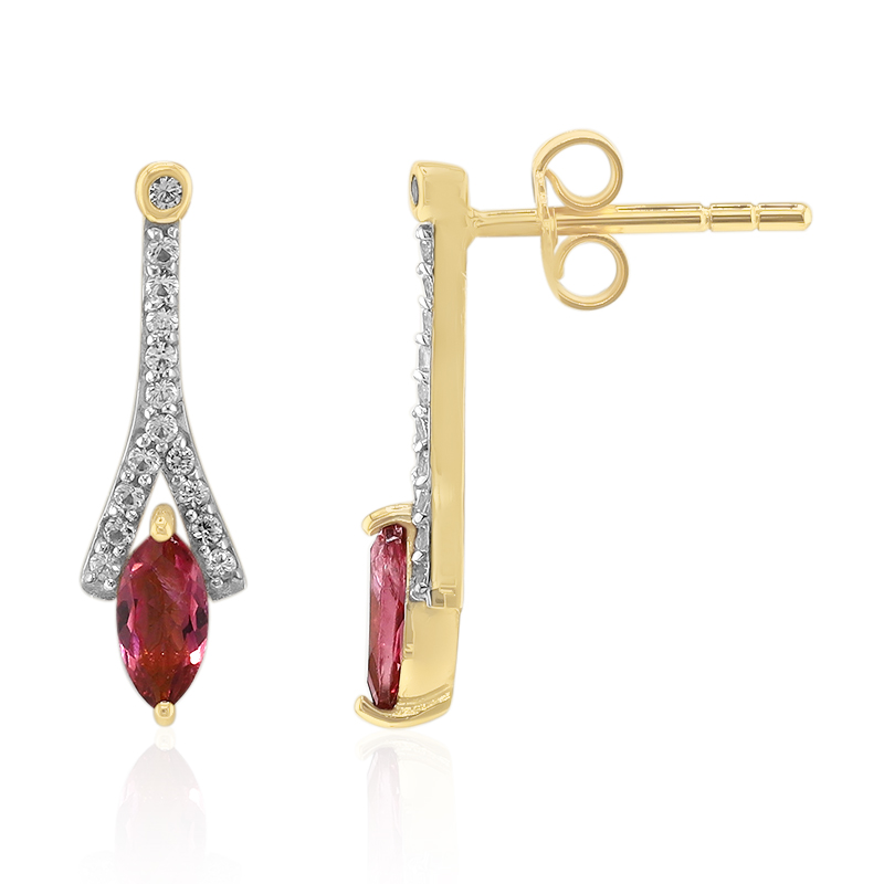 Nigerianischer Pinkfarbener Turmalin-Goldohrringe (Adela Gold)