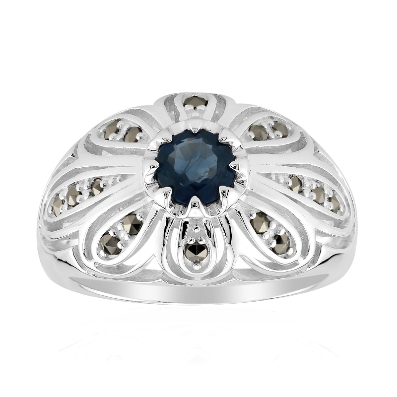 Blauer Saphir-Silberring (Annette classic)