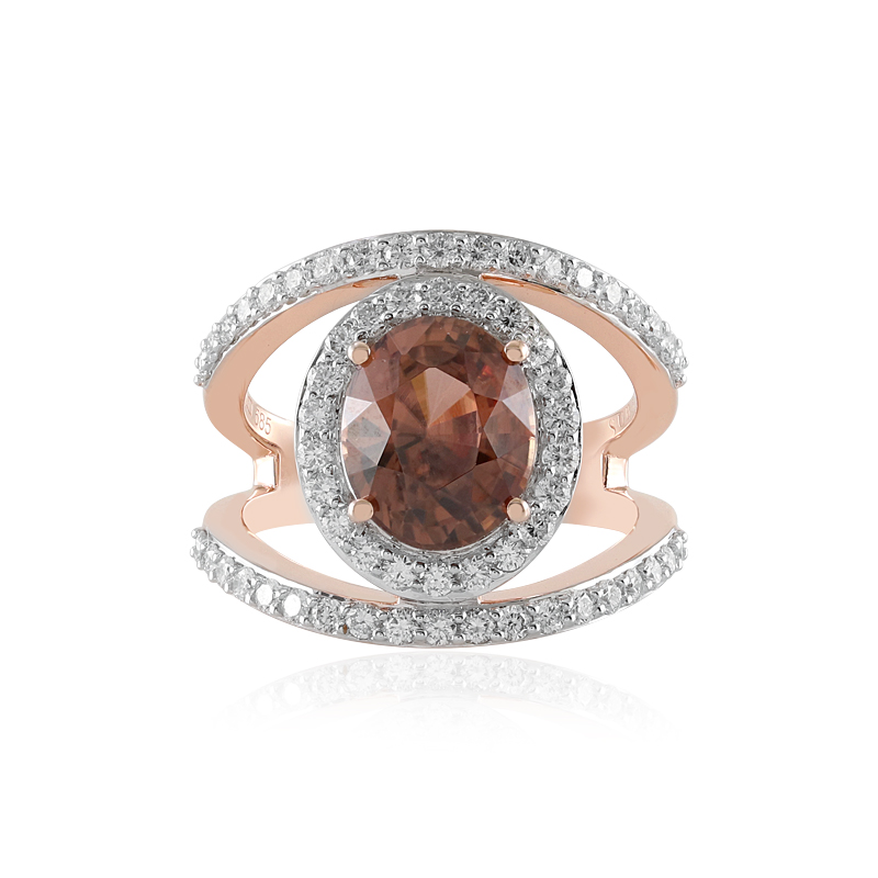 Himbeer-Zirkon-Goldring (SUHANA)