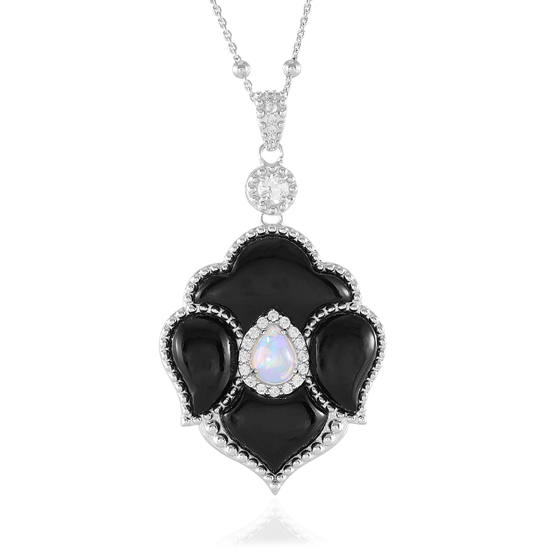Schwarzer Achat-Silberhalskette (Dallas Prince Designs)