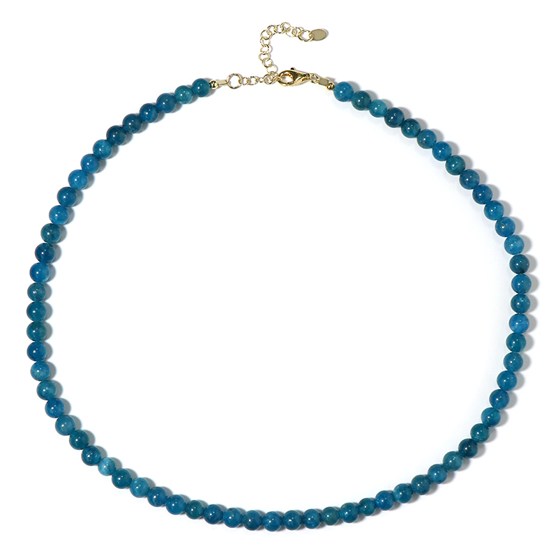 Neonblauer Apatit-Silberhalskette
