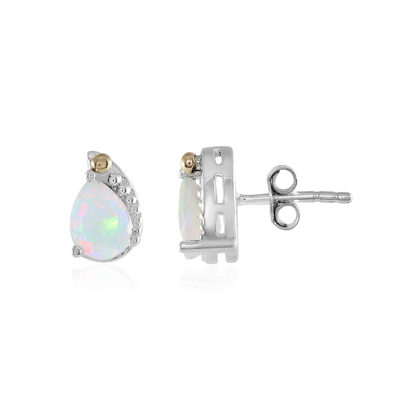 Welo-Opal-Silberohrringe mit Gold (Granulieren)