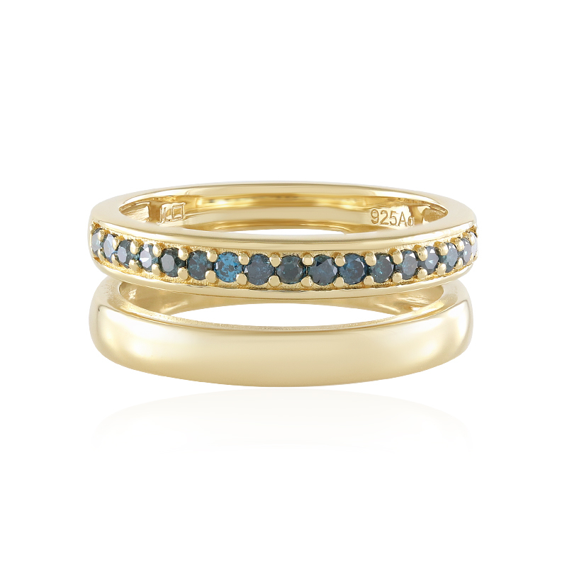 Blauer I2 Brillant-Silberring