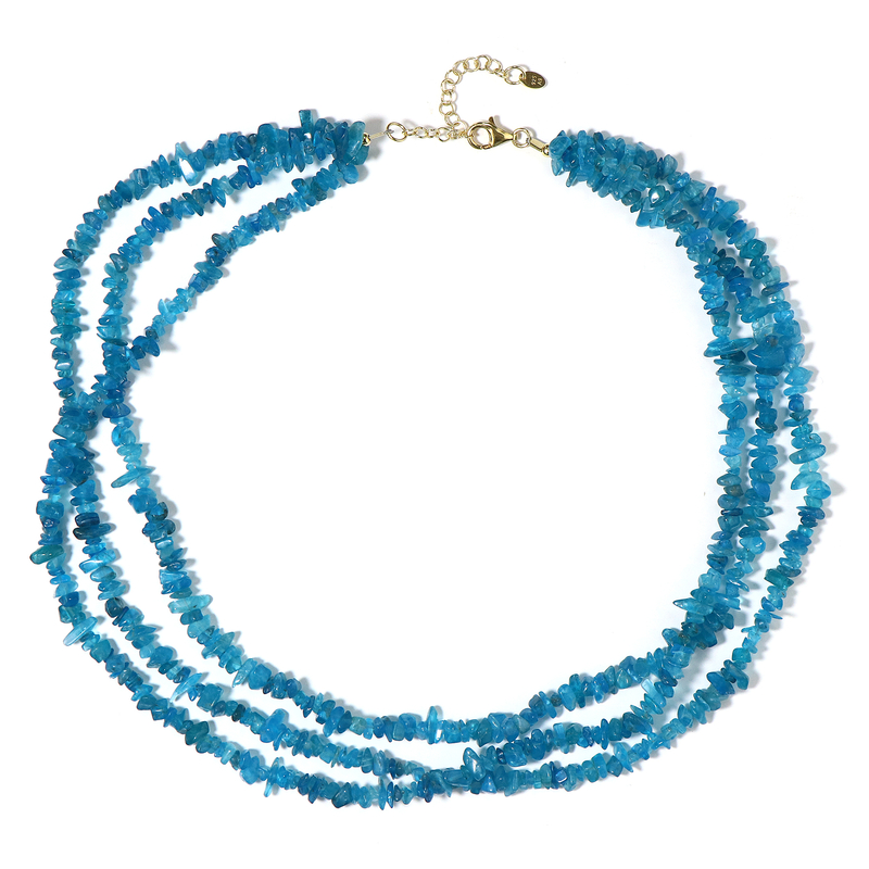 Neonblauer Apatit-Silberhalskette