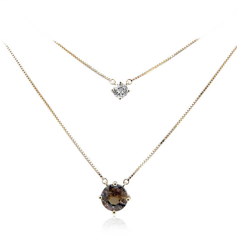 Nicht erhitzter Tansanit-Goldcollier (de Melo)