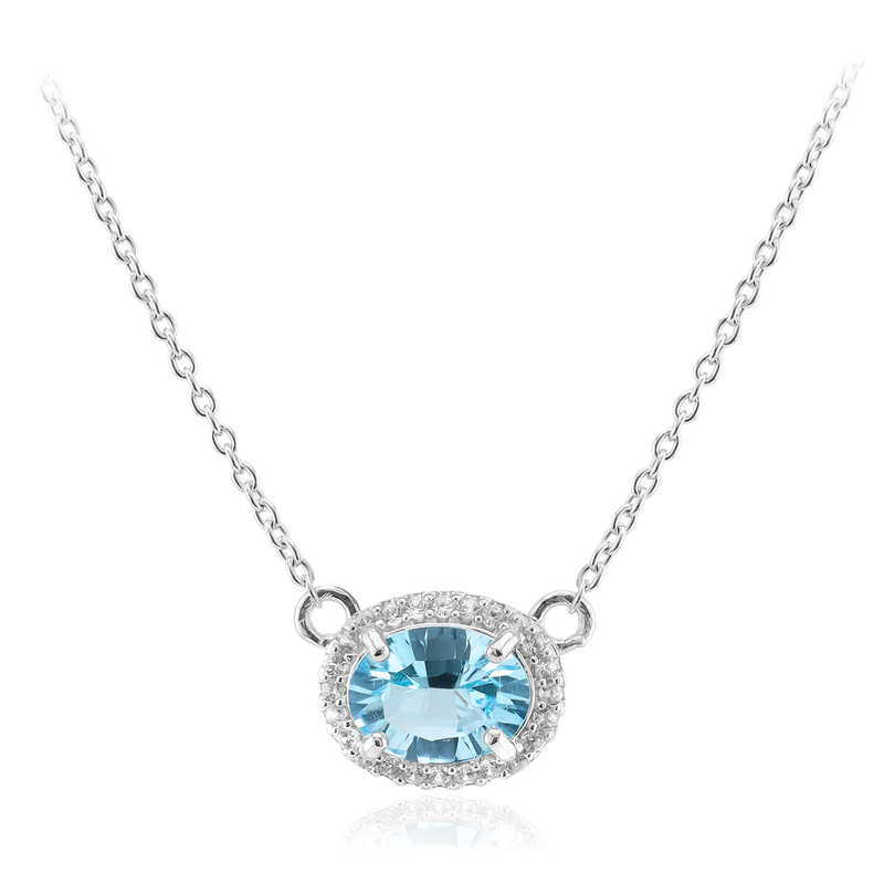 Himmelblauer Topas-Silbercollier