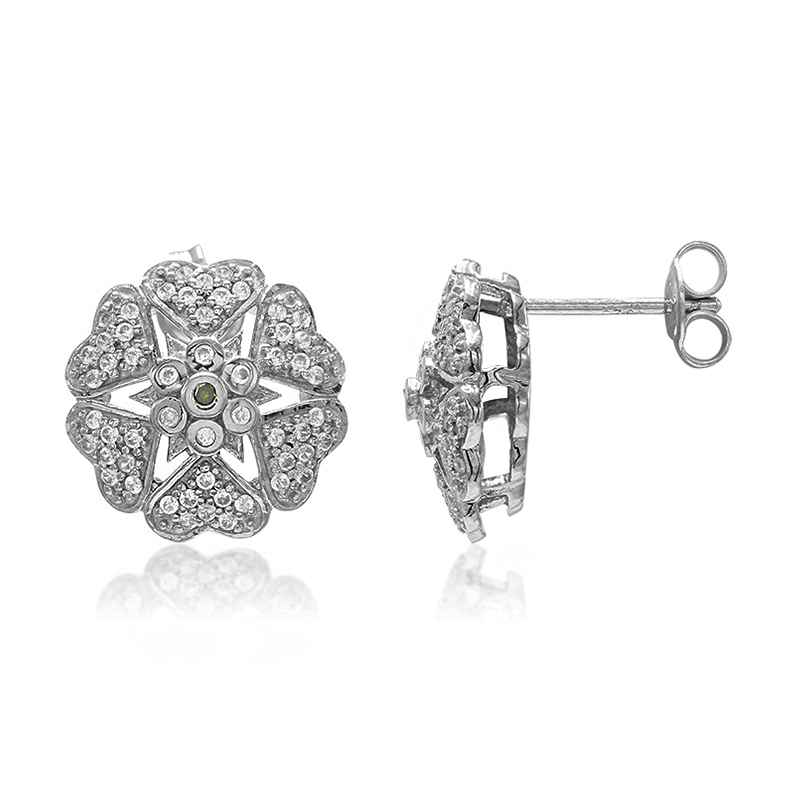 Waldgrüner Diamant-Silberohrringe