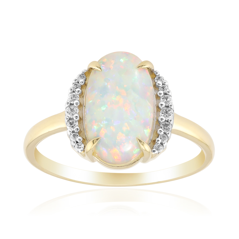 Brasilianischer Weißer Opal-Goldring