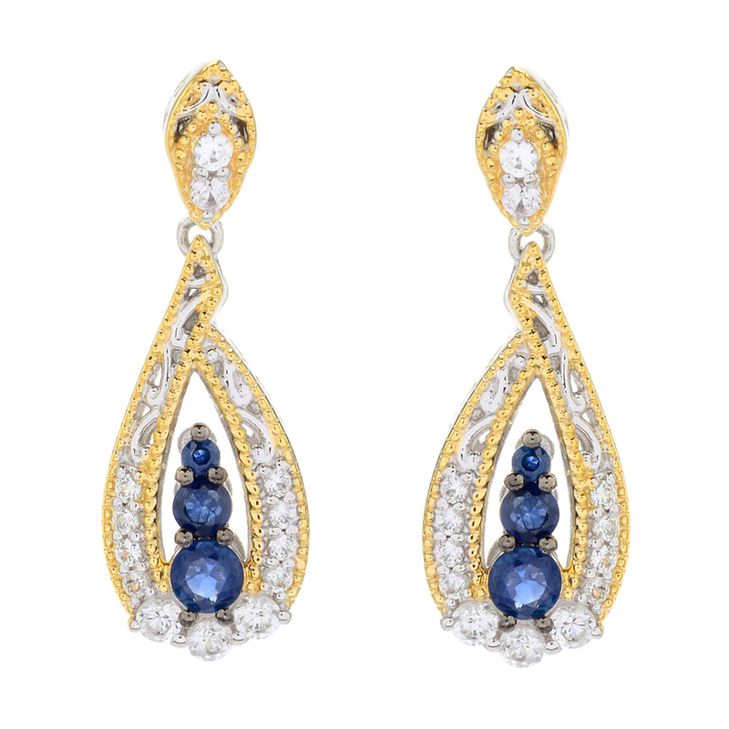 Blauer Saphir-Silberohrringe (Gems en Vogue)