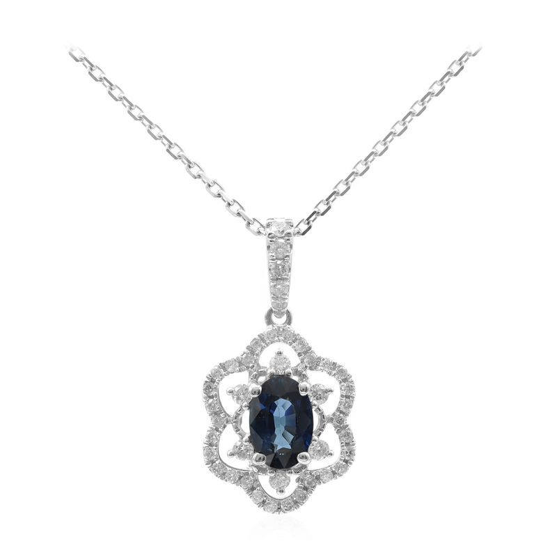 Blauer Ceylon-Saphir-Goldhalskette (CIRARI)