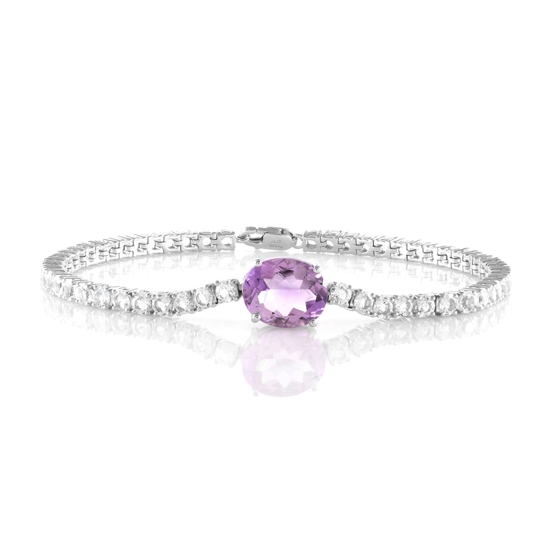 Lavendel-Amethyst-Silberarmband