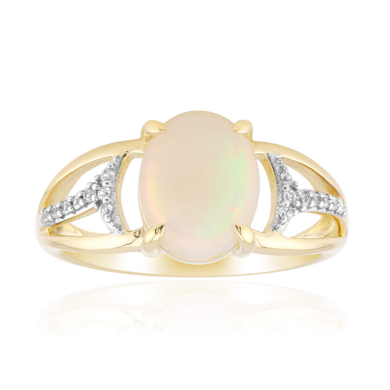Brasilianischer Weißer Opal-Goldring