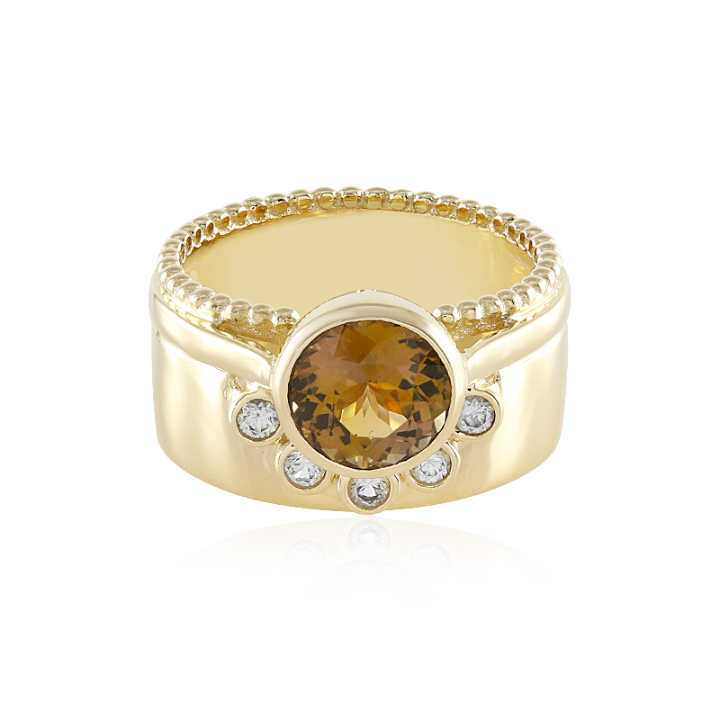 Nicht erhitzter Gelber Tansanit-Goldring (Adela Gold)