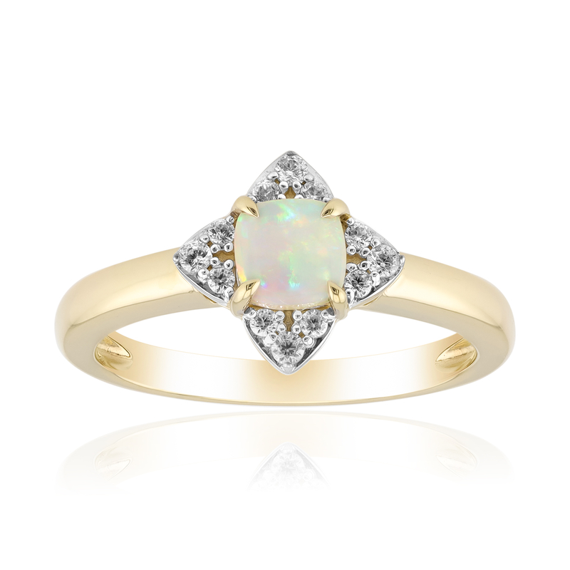 Brasilianischer Weißer Opal-Goldring