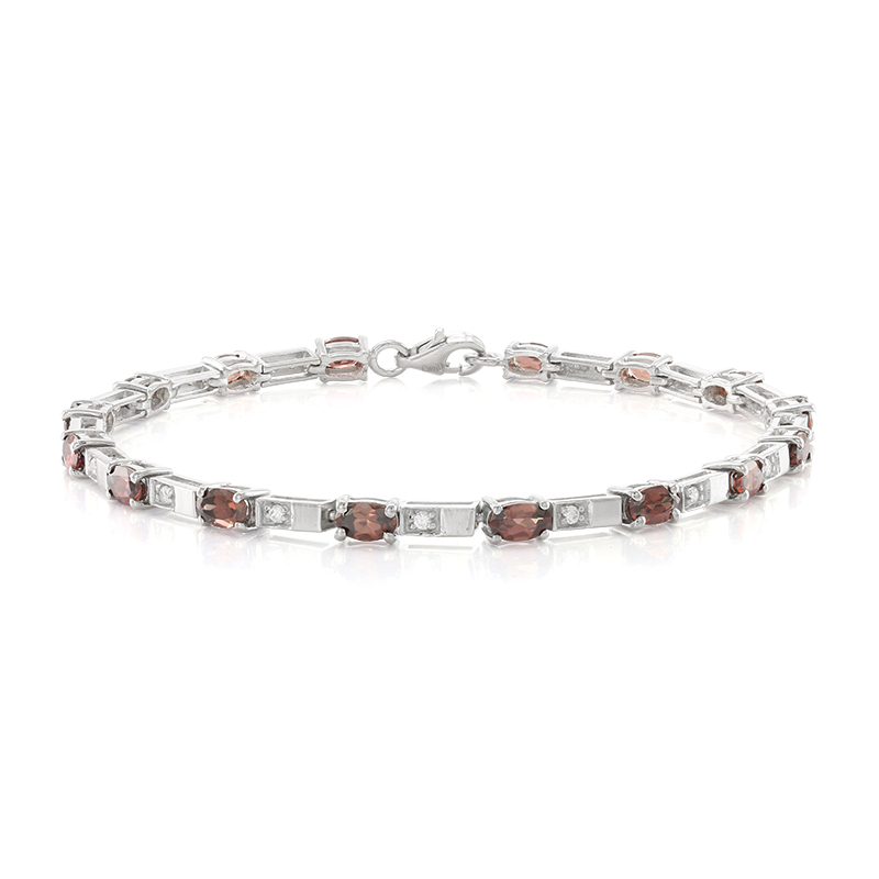 Roter Zirkon-Silberarmband