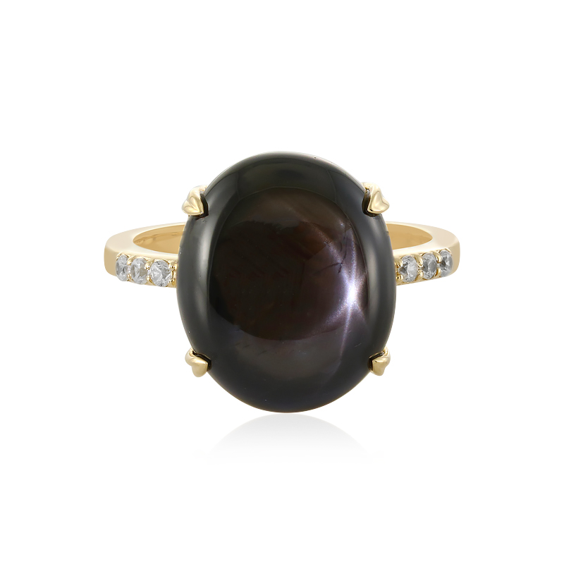 Schwarzer Stern-Saphir-Goldring