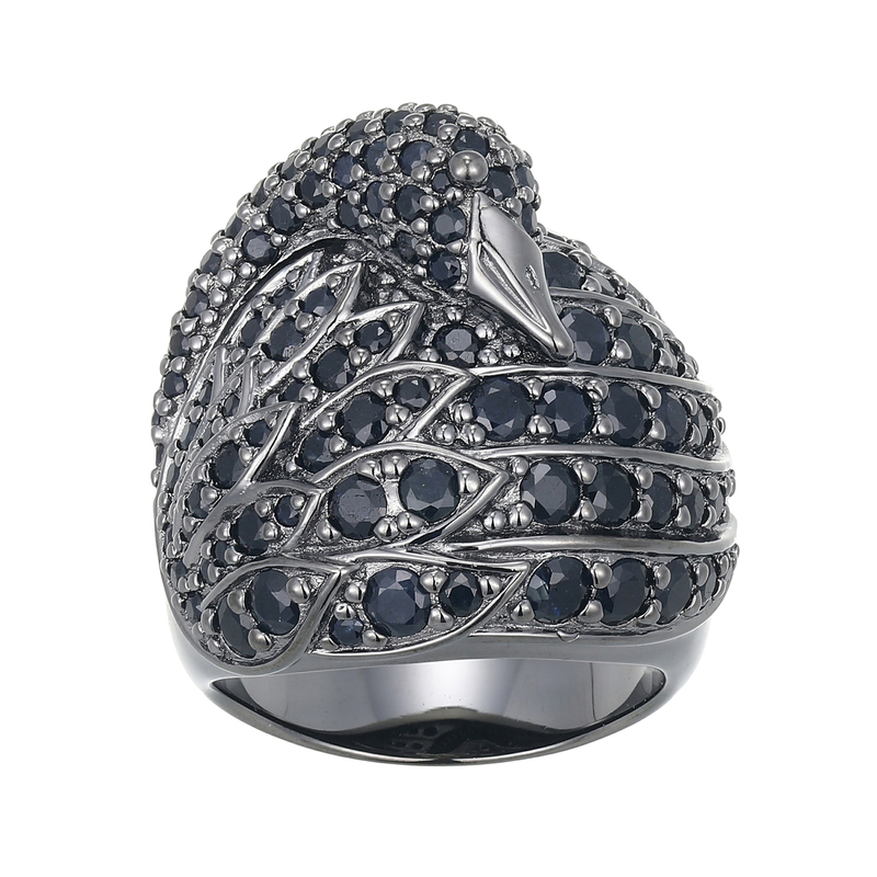 Schwarzer Saphir-Silberring (Adela Silber)