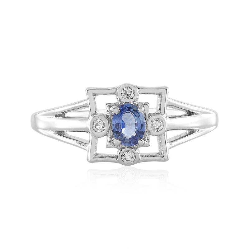 Nicht erhitzter Blauer Ceylon-Saphir-Silberring