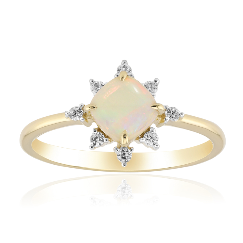 Brasilianischer Weißer Opal-Goldring