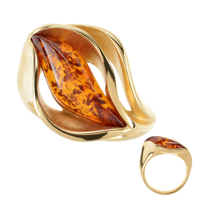 Baltischer Cognac-Bernstein-Silberring (dagen)