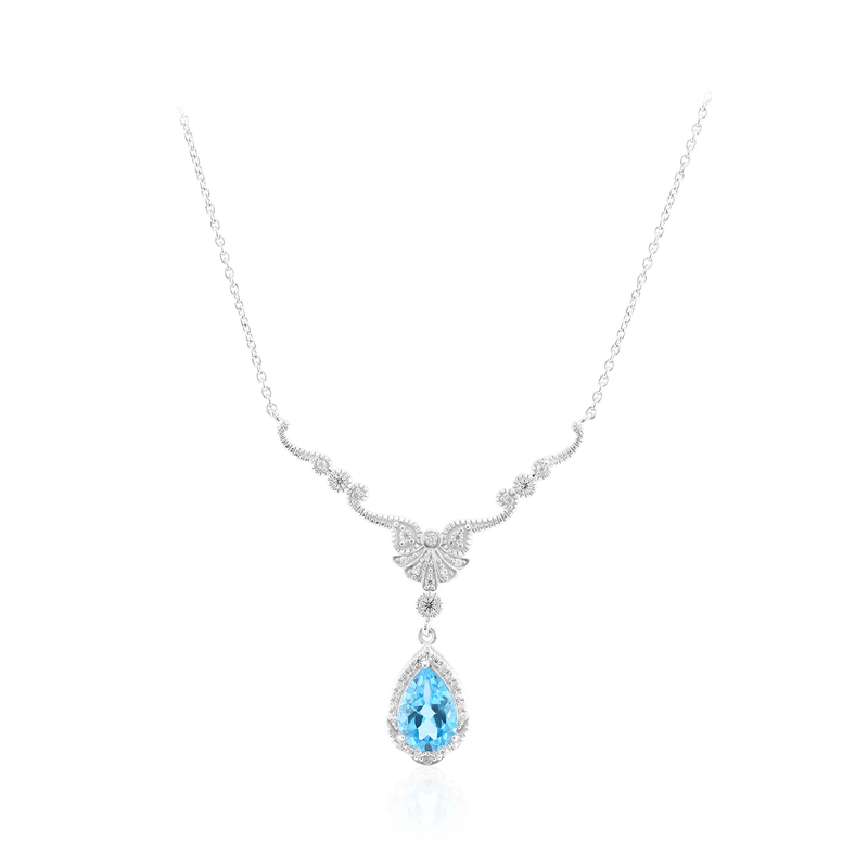 Schweizblauer Topas-Silbercollier