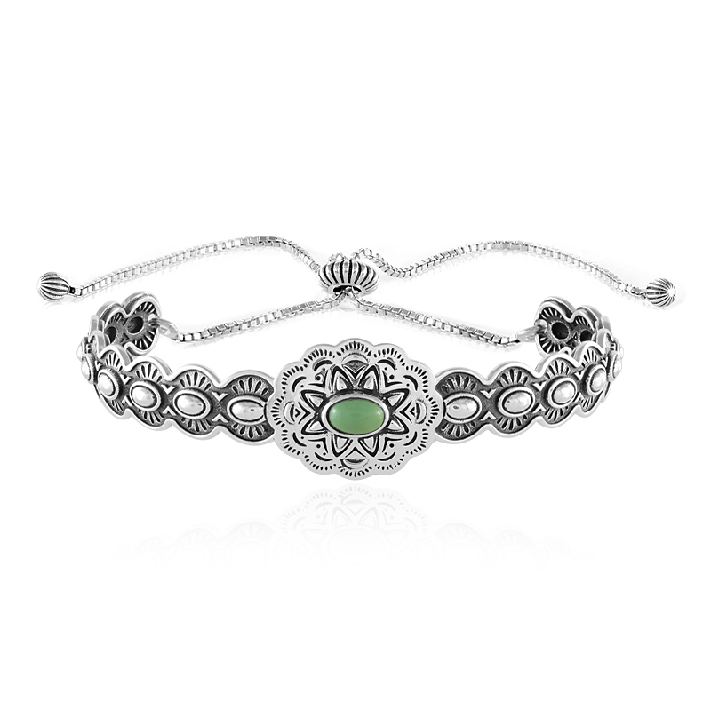 Grüner Türkis-Silberarmband (Desert Chic)