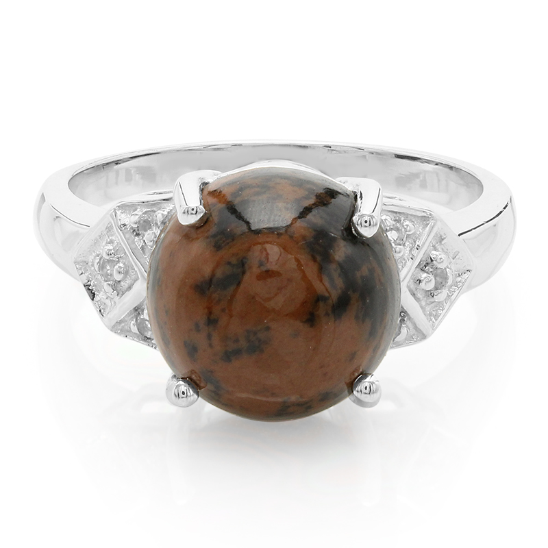 Mahagoni-Obsidian-Silberring