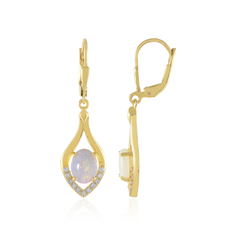 Australischer Opal-Silberohrringe