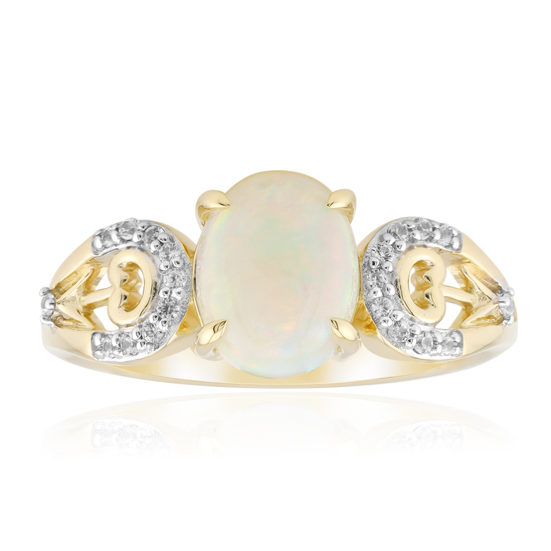 Brasilianischer Weißer Opal-Goldring